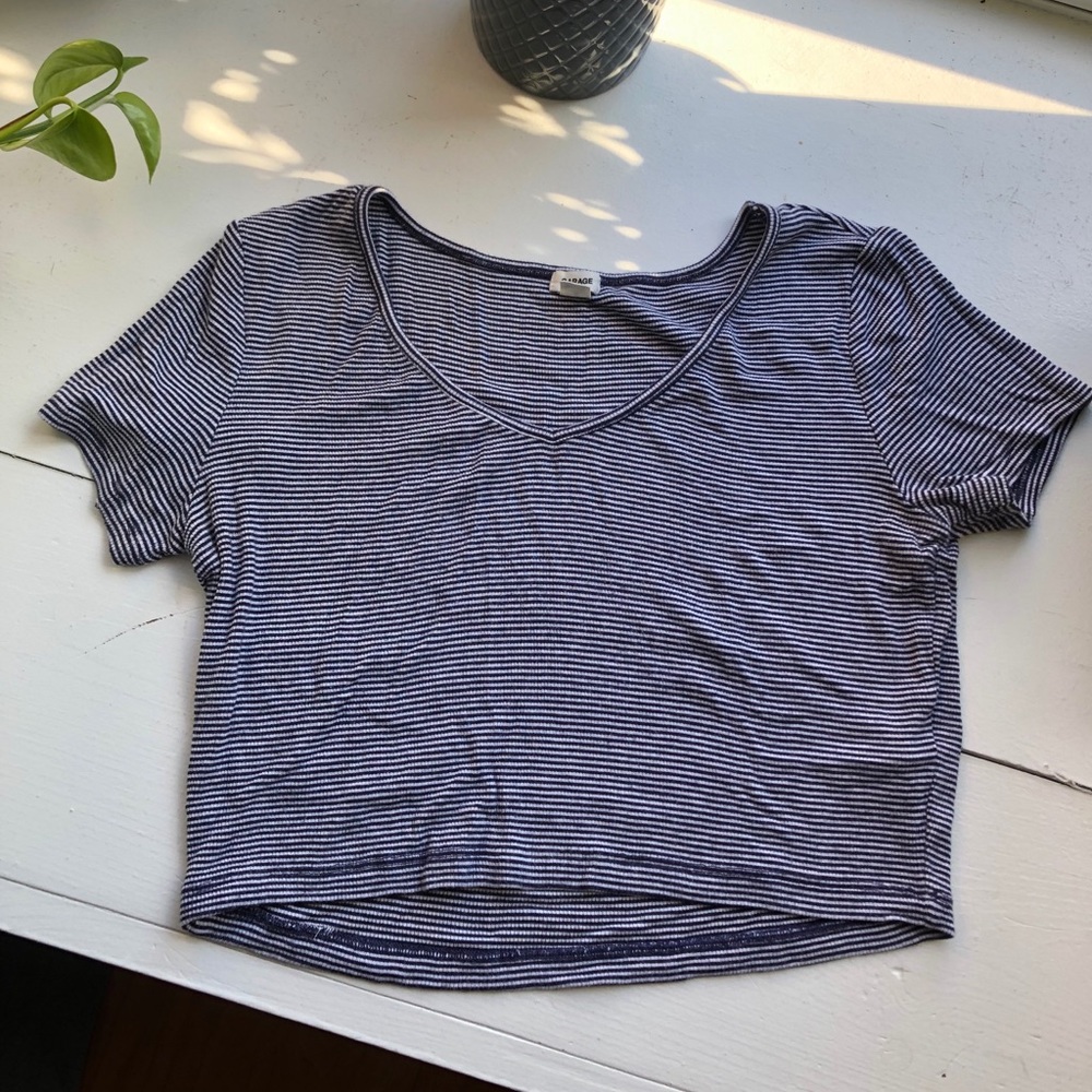 garage striped crop top